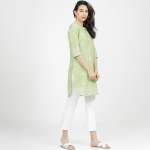 Green & White Printed Tunic