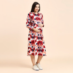 Geometric Print Maternity Shirt Midi Dress