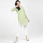 Green & White Printed Tunic