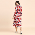 Geometric Print Maternity Shirt Midi Dress