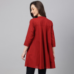 Mandarin Collar Dobby Cotton A-Line Tunic