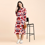 Geometric Print Maternity Shirt Midi Dress