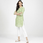 Green & White Printed Tunic